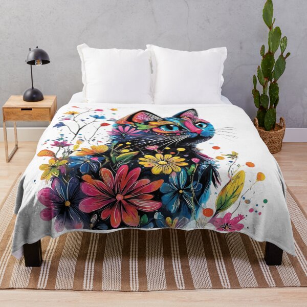 Item preview,  Colorful Floral Cat – Vibrant Boho Botanical Cat Art designed and sold by Awarrie.