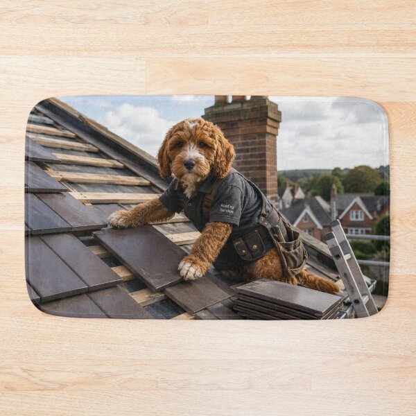 Item preview, Cockapoo Roofer at Work, Roofing Services designed and sold by Paul Thompson Photography.