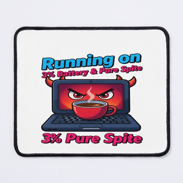 Item preview, Running on 3% Battery & Pure Spite | Funny Low Battery Coffee T-Shirt | Sarcastic Tech Humor Gift designed and sold by Sushikidsntod.