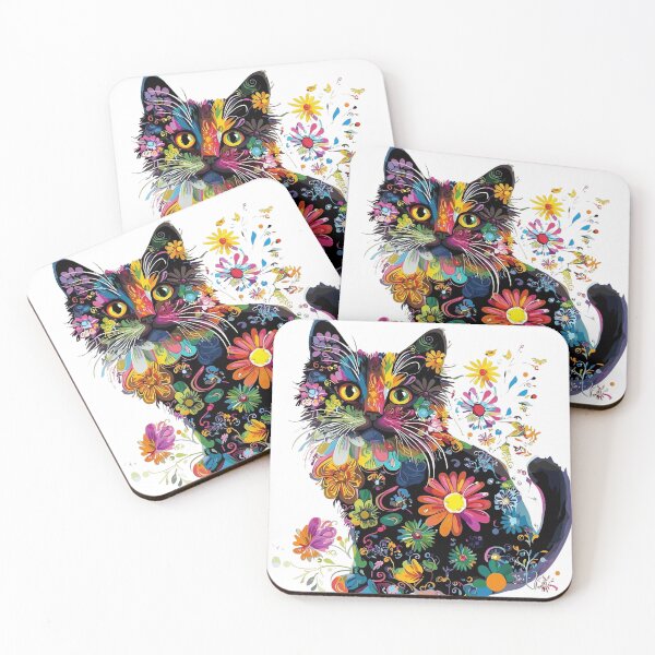 Item preview, Colorful Floral Cat – Whimsical Botanical Garden Feline ? TeePublic Description designed and sold by Awarrie.