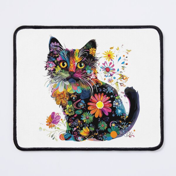 Item preview, Colorful Floral Cat – Whimsical Botanical Garden Feline ? TeePublic Description designed and sold by Awarrie.