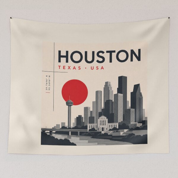 Item preview, Houston swiss style poster designed and sold by CMYKStudio.