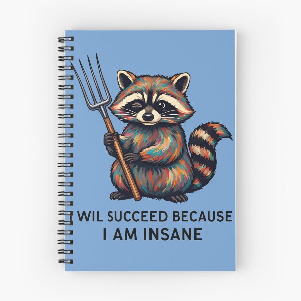 Item preview, I will succeed because I am insane - A colorful raccoon with fork designed and sold by ParadoxParadox.