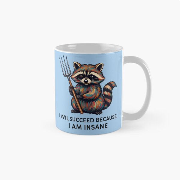 Item preview, I will succeed because I am insane - A colorful raccoon with fork designed and sold by ParadoxParadox.