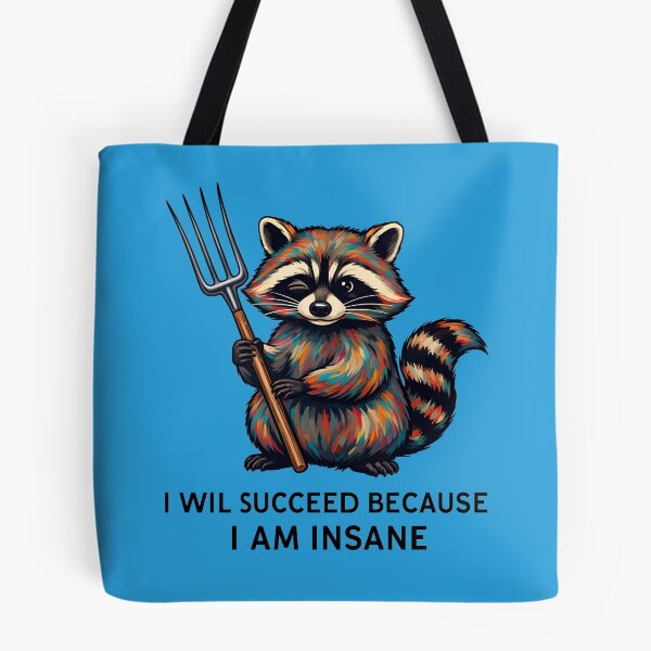 Item preview, I will succeed because I am insane - A colorful raccoon with fork designed and sold by ParadoxParadox.