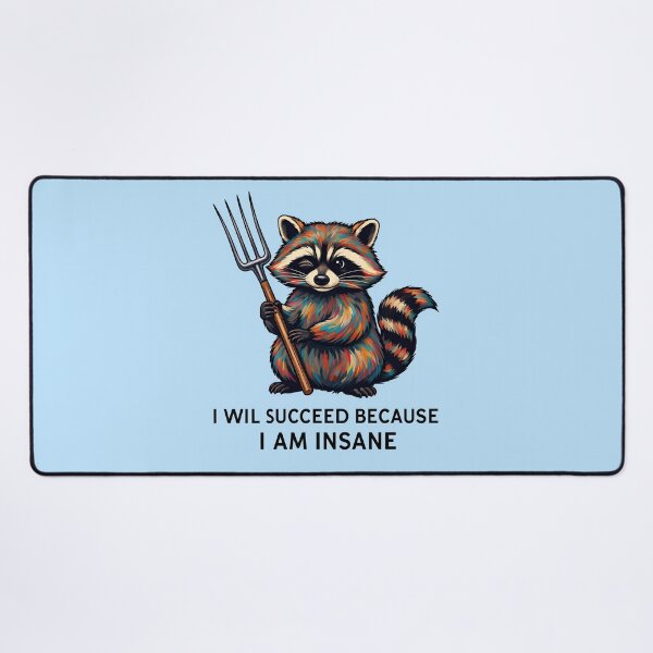 Item preview, I will succeed because I am insane - A colorful raccoon with fork designed and sold by ParadoxParadox.