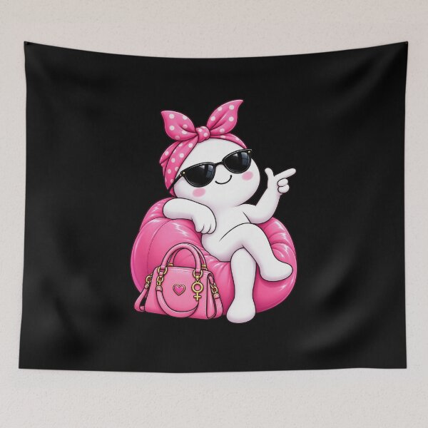 Item preview, Women’s Equality Day – Pink Power Kawaii Girl Sticker - Blacl backgroud designed and sold by StickyDelights.