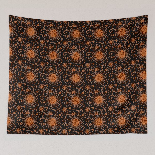 Item preview, Orange floral vines designed and sold by Studio Ukiyo.