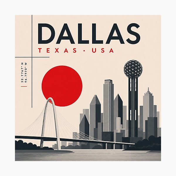 Item preview, Dallas swiss style poster designed and sold by CMYKStudio.