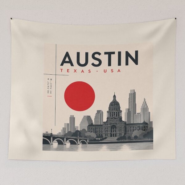 Item preview, Austin swiss style poster designed and sold by CMYKStudio.