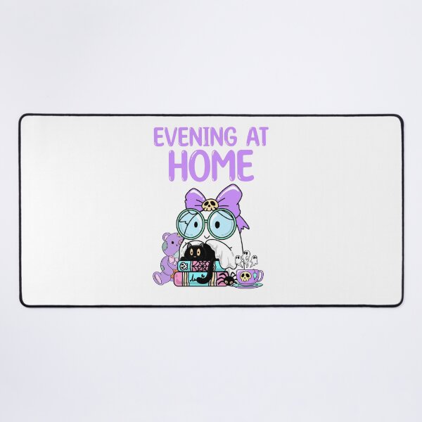 Item preview, Spooky ghost with books and black cat designed and sold by BritishDelights.