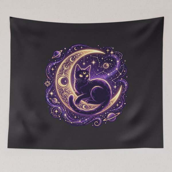 Item preview, Celestial Crescent Moon Cat designed and sold by Dream054521910.