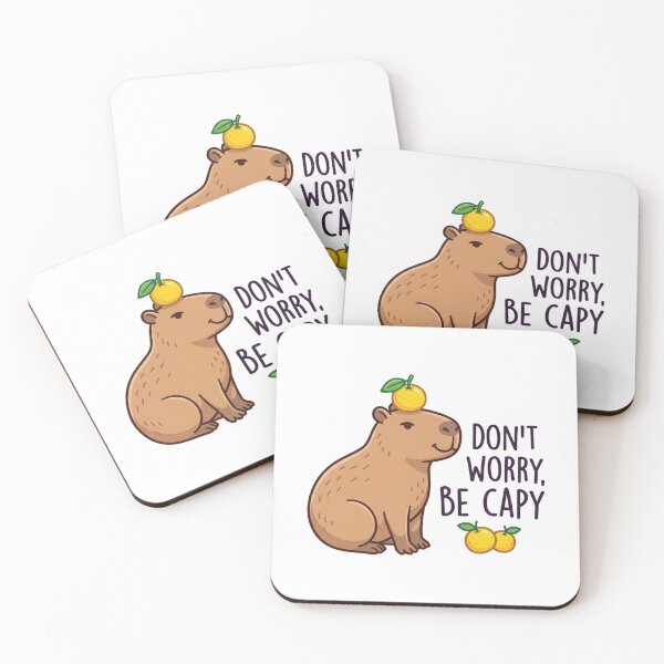 Item preview, Dont Worry Be Capy Yuzu Orange Capybara Cute Pun designed and sold by raedattia.