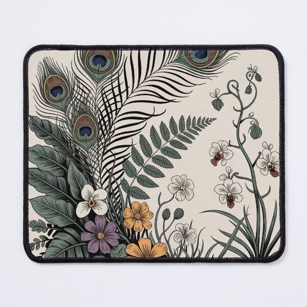 Item preview, Boho Peacock Feather Floral Illustration Print designed and sold by NuvoraNest.