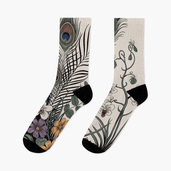 Item preview, Boho Peacock Feather Floral Illustration Print designed and sold by NuvoraNest.