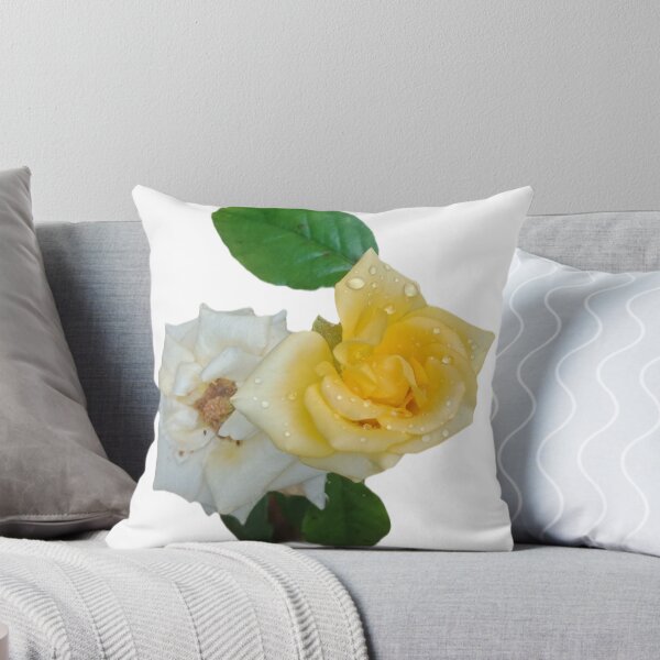 Item preview, Yellow White Roses Duo Dewdrops Green Leaf Karnataka Garden Macro Photography designed and sold by Ezrabilquis7.