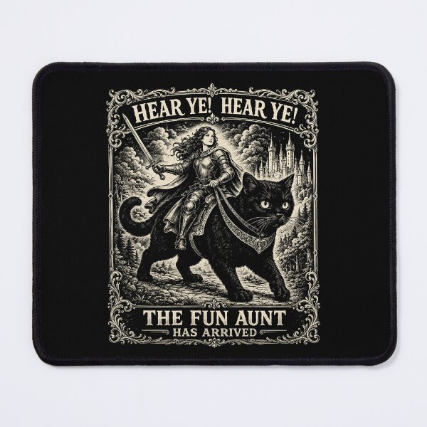 Item preview, Fun Aunt Knight Riding Black Cat Hear Ye Fun Aunt Has Arrived Funny Auntie Cat Meme designed and sold by Kovav.