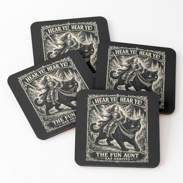 Item preview, Fun Aunt Knight Riding Black Cat Hear Ye Fun Aunt Has Arrived Funny Auntie Cat Meme designed and sold by Kovav.
