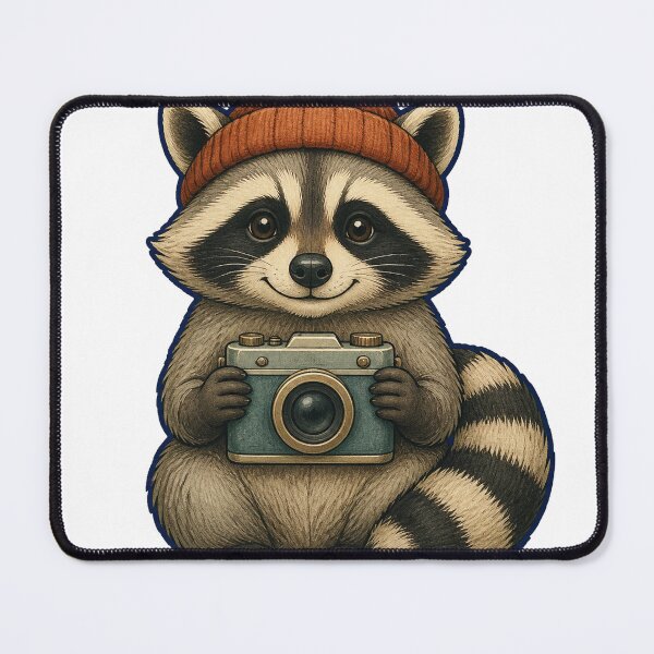 Item preview, Cozy Raccoon Photographer With Vintage Camera designed and sold by Quantum Doodle Studio.