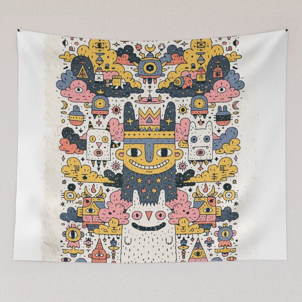 Item preview, Vibrant Quirky Doodle Monsters Abstract Scene designed and sold by Romgora.