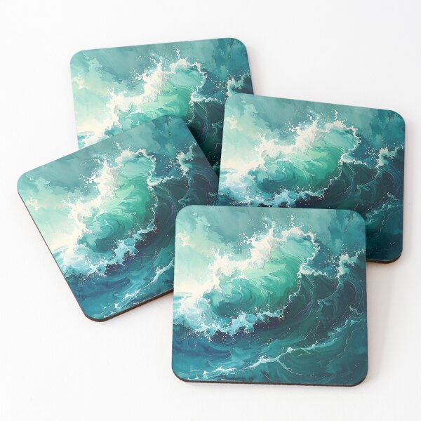 Item preview, Dynamic Emerald Sea Foam Ocean Waves designed and sold by BetweenForms.