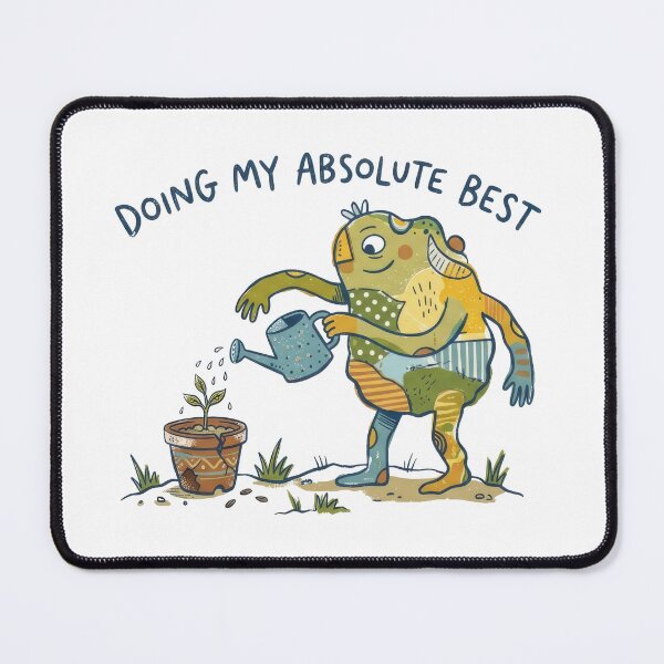Item preview, Doing My Absolute Best - Cute Naive Creature Watering Plant Illustration designed and sold by TontikDesign.