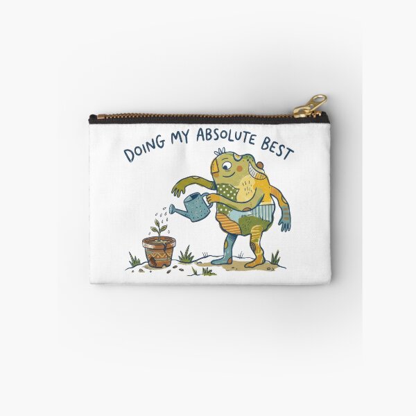 Item preview, Doing My Absolute Best - Cute Naive Creature Watering Plant Illustration designed and sold by TontikDesign.