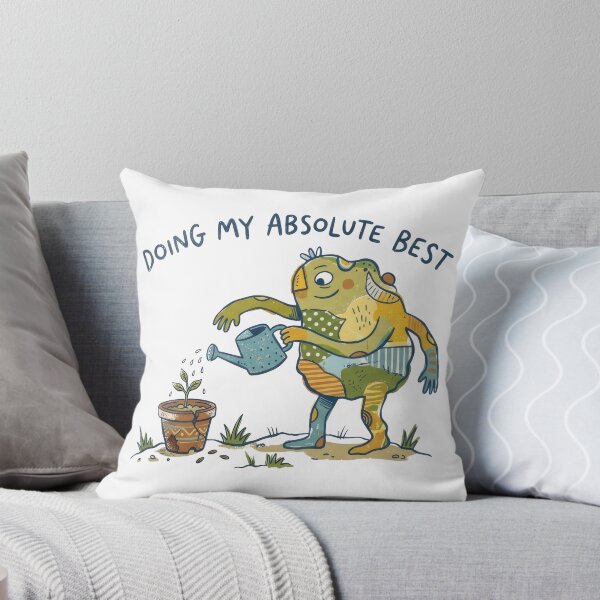 Item preview, Doing My Absolute Best - Cute Naive Creature Watering Plant Illustration designed and sold by TontikDesign.