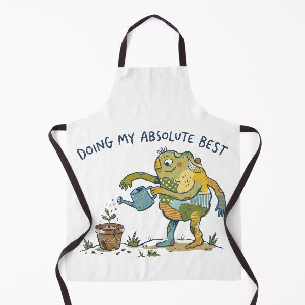 Item preview, Doing My Absolute Best - Cute Naive Creature Watering Plant Illustration designed and sold by TontikDesign.