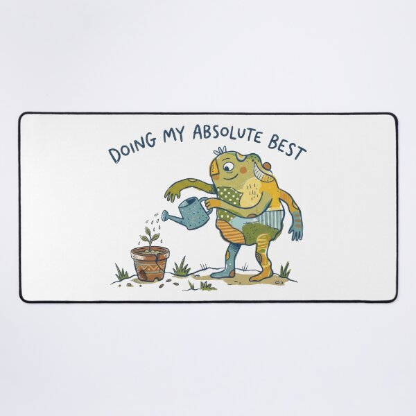 Item preview, Doing My Absolute Best - Cute Naive Creature Watering Plant Illustration designed and sold by TontikDesign.