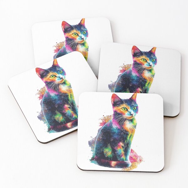 Item preview, Vibrant Rainbow Cat – Colorful Abstract Cat Art designed and sold by Awarrie.