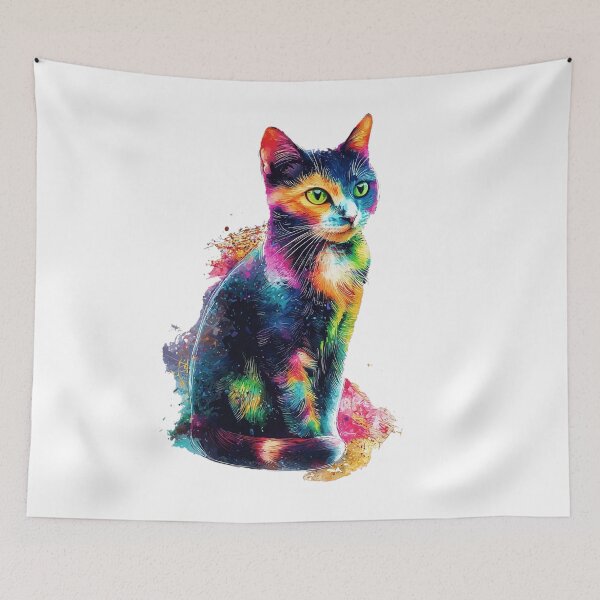 Item preview, Vibrant Rainbow Cat – Colorful Abstract Cat Art designed and sold by Awarrie.