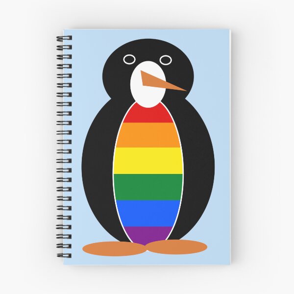 Aperçu de l'œuvre Drapeau arc-en-ciel de la fierté gay, motif mignon de Mme Pingouin LGBTQ+ créée et vendue par AuntieShoe.