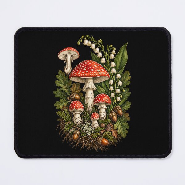Item preview, Vintage Fly Agaric Woodland Herbarium with Lily of the Valley & Oak designed and sold by Anyshca.