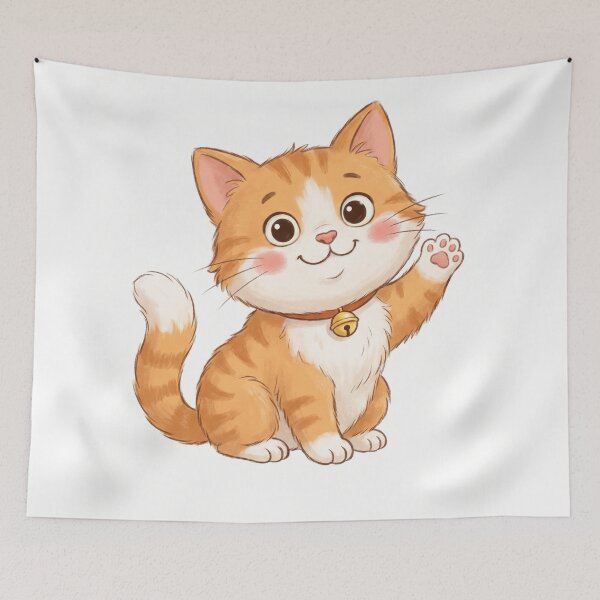 Item preview, Adorable Orange Cat Waving designed and sold by JenniferMoren.