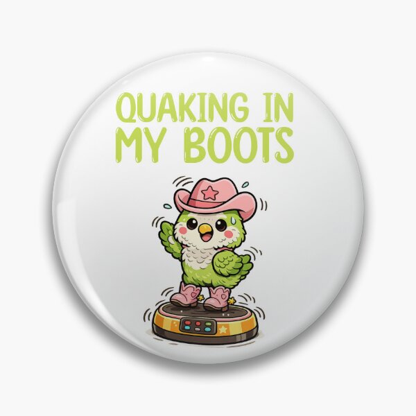 Item preview, Quaking in my boots, quaker bird wearing cowboy boots on exercise plate designed and sold by BritishDelights.