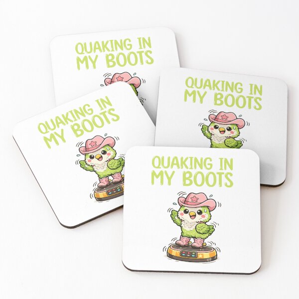Item preview, Quaking in my boots, quaker bird wearing cowboy boots on exercise plate designed and sold by BritishDelights.