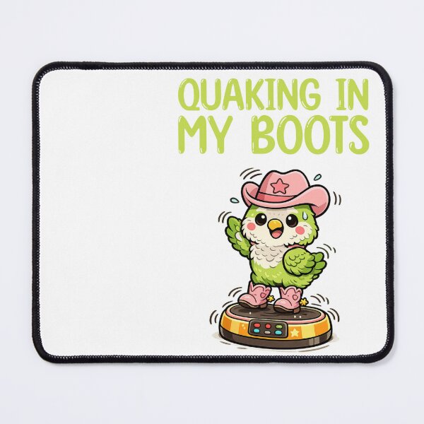 Item preview, Quaking in my boots, quaker bird wearing cowboy boots on exercise plate designed and sold by BritishDelights.