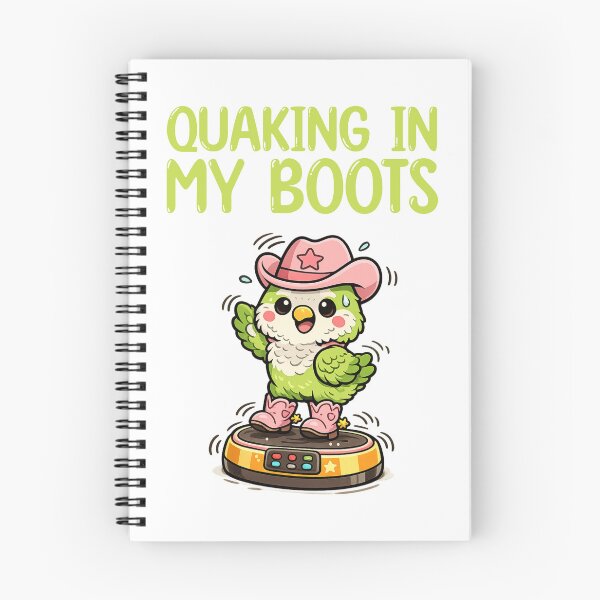 Item preview, Quaking in my boots, quaker bird wearing cowboy boots on exercise plate designed and sold by BritishDelights.