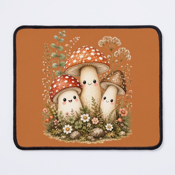 Item preview, Kawaii Mushroom Besties Illustration – Cute Spotted Cap Trio Design Art designed and sold by MagicMakerPh.