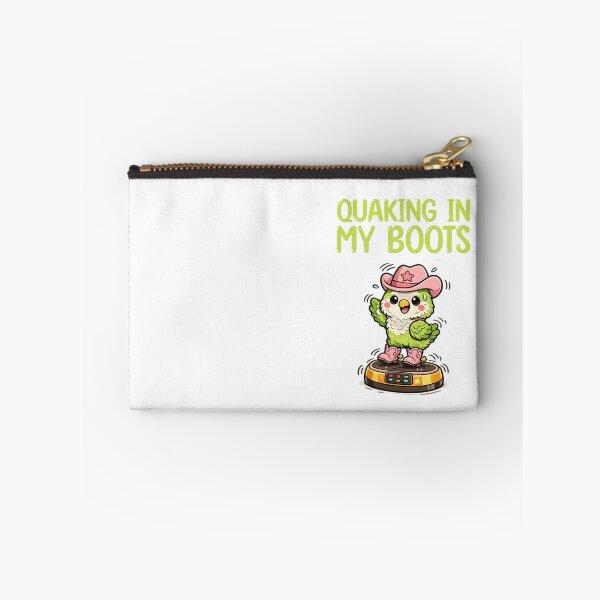 Item preview, Quaking in my boots, quaker bird wearing cowboy boots on exercise plate designed and sold by BritishDelights.