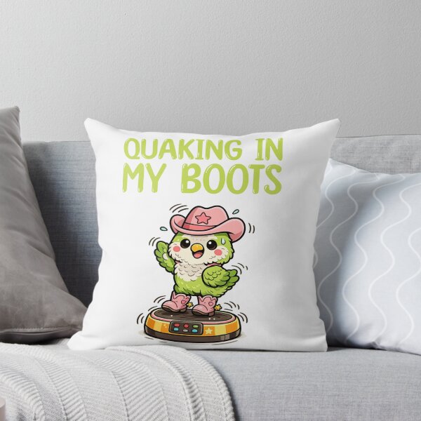 Item preview, Quaking in my boots, quaker bird wearing cowboy boots on exercise plate designed and sold by BritishDelights.