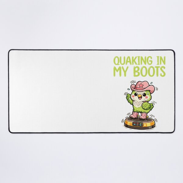 Item preview, Quaking in my boots, quaker bird wearing cowboy boots on exercise plate designed and sold by BritishDelights.