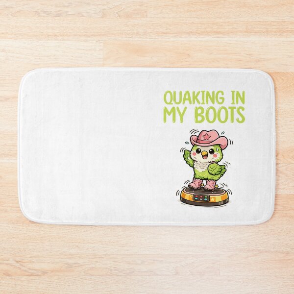 Item preview, Quaking in my boots, quaker bird wearing cowboy boots on exercise plate designed and sold by BritishDelights.
