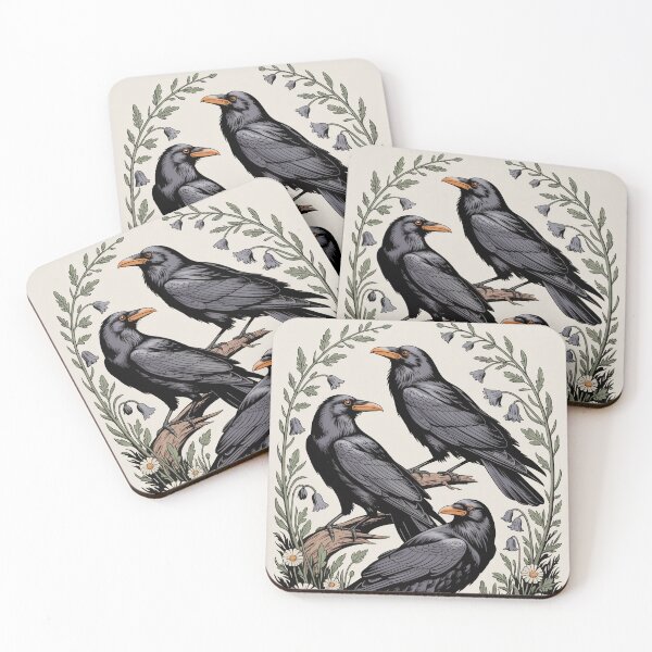 Item preview, Three Ravens Botanical Illustration Wall Art designed and sold by NuvoraNest.