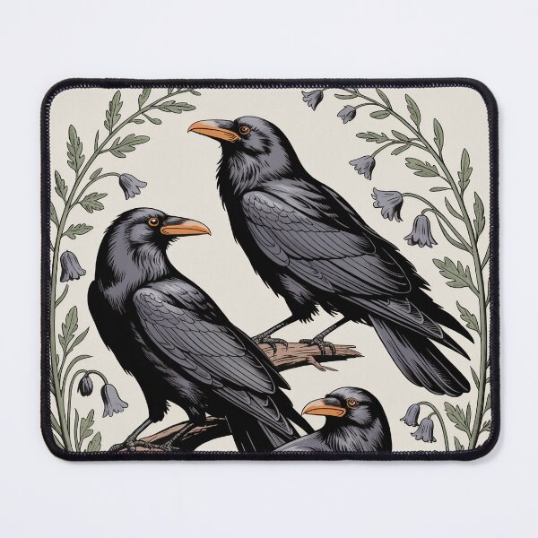 Item preview, Three Ravens Botanical Illustration Wall Art designed and sold by NuvoraNest.
