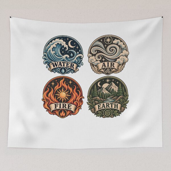 Item preview, Four Elements Water Air Fire Earth Vintage Mystical Nature designed and sold by Mr. L.S.