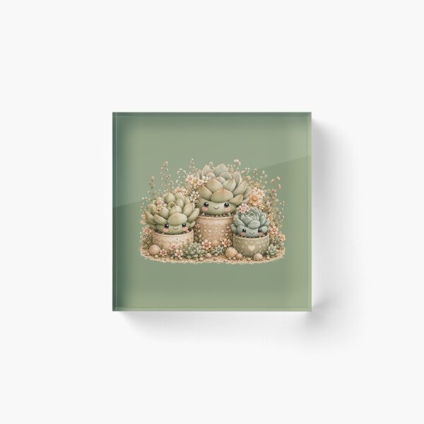 Item preview, Kawaii Succulent Family Illustration – Cute Rounded Leaf Design Art designed and sold by MagicMakerPh.