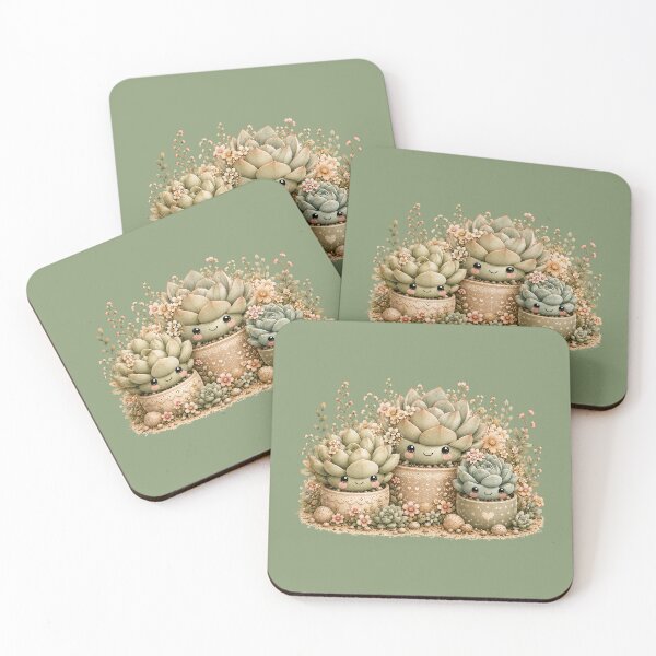 Item preview, Kawaii Succulent Family Illustration – Cute Rounded Leaf Design Art designed and sold by MagicMakerPh.