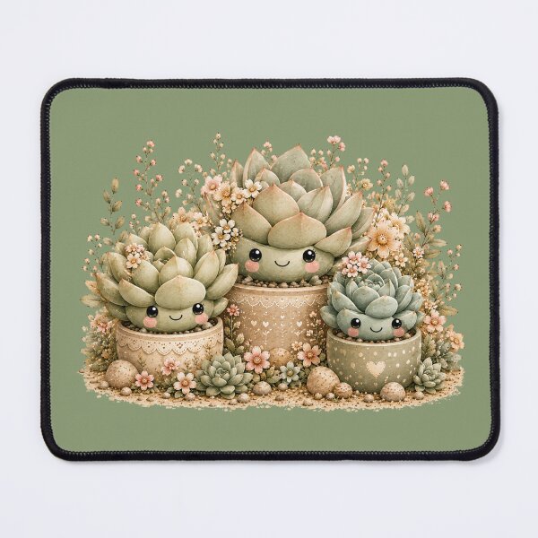 Item preview, Kawaii Succulent Family Illustration – Cute Rounded Leaf Design Art designed and sold by MagicMakerPh.